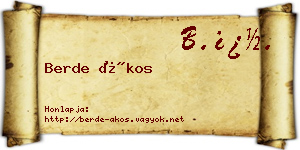 Berde Ákos névjegykártya
